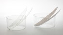 HOT CUTS. Pairs of salad servers with irregular and soft edges, like waves.<br />Dimensions : lenght 230mm, width 75mm. <br /><br />Photographic credit : Xavier Nicostrate. - Laurence Brabant Alain Villechange